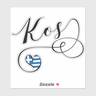 Kos Heart in vlag, Griekenland, ik hou van Kos, Co Sticker