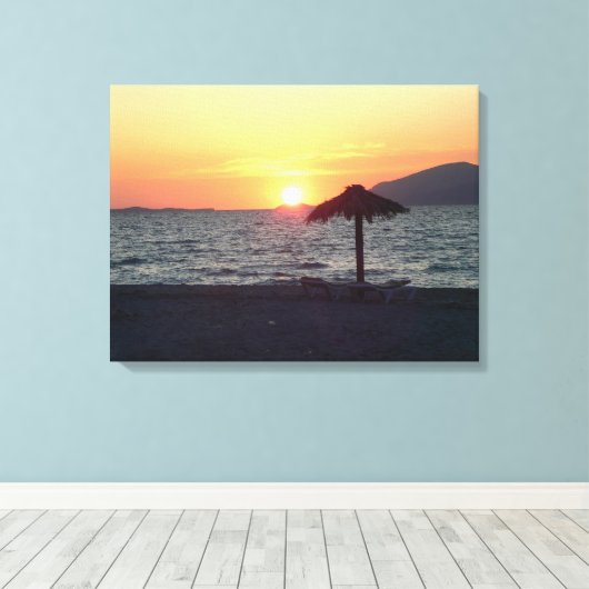 KOs Island Griekenland Mastichari Beach Sunset Can Canvas Afdruk (Insitu (Houten vloer))