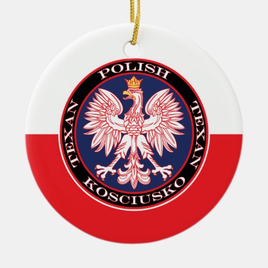 Kosciusko Ronde Poolse Texaan Keramisch Ornament (Voorkant)