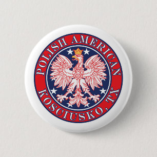 Kosciusko Texas Poolse Amerikaanse adelaar Ronde Button 5,7 Cm
