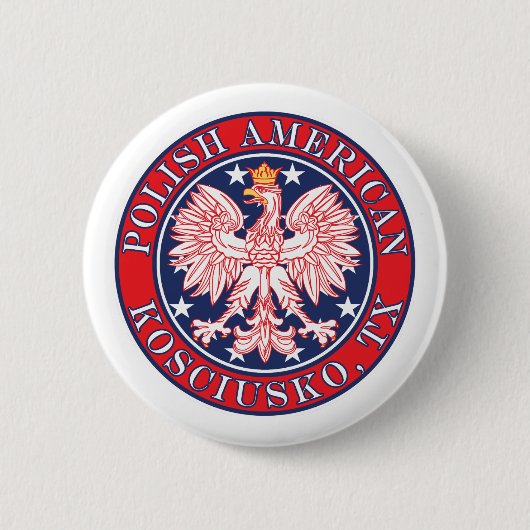 Kosciusko Texas Poolse Amerikaanse adelaar Ronde Button 5,7 Cm (Voorkant)