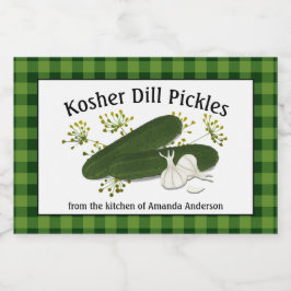Kosher Dill augurken Plaid H Eten Label Voedselcontainer Etiket