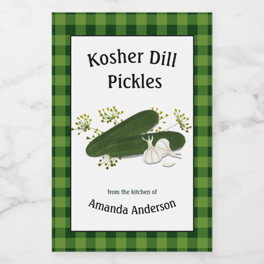 Kosher Dill Pickles Plaid V Etiket (Enkel label)