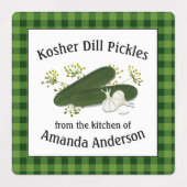 Kosher Dill Pickles Plaid Vierkant Etiket Labels (Design 1)
