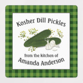 Kosher Dill Pickles Plaid Vierkant Etiket Labels (Design 2)