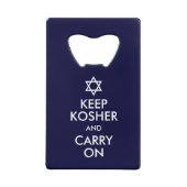 Kosher houden en doorgaan creditkaart flessenopener (Voorkant)