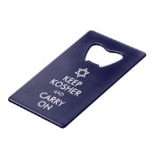 Kosher houden en doorgaan creditkaart flessenopener (Voorkant Gekanteld)