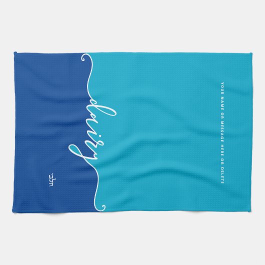 Kosher Kitchen Script Dairy met Hebreeuws Blue Theedoek (Horizontaal)