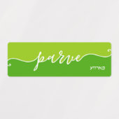 Kosher Kitchen Script Parve met Hebreeuws Green Labels (Design 1)