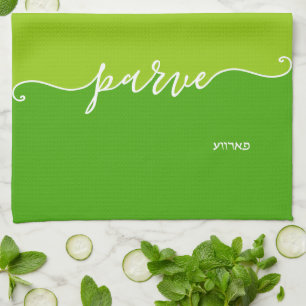 Kosher Kitchen Script Parve met Hebreeuws Green Theedoek