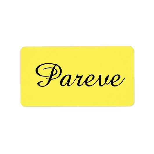 Kosher Kitchen Sticker Label Pareve Parve Parev (Voorkant)