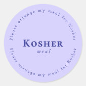 Kosher meal Request Sticker, Light purple, Navy Ronde Sticker (Voorkant)