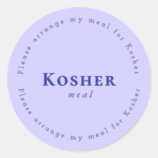 Kosher meal Request Sticker, Light purple, Navy Ronde Sticker