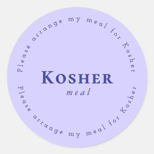 Kosher meal Request Sticker, Light purple, Navy Ronde Sticker (Voorkant)