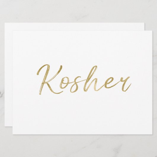 "Kosher"-voedselbord | Stijlvol goud met briefjes (Voorkant / Achterkant)