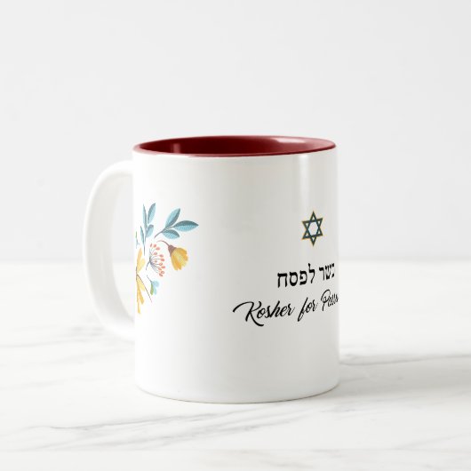 Kosher voor Passover Tweekleurige Koffiemok (Voorkant links)