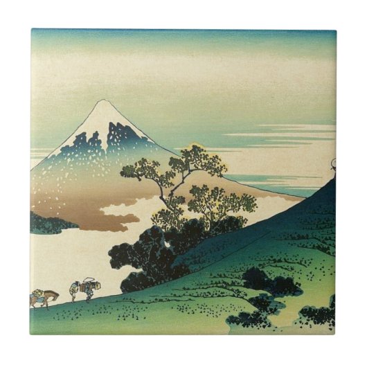 Koshu Inume Toge - Katsushika Hokusai Ukiyo-e Art Tegeltje (Voorkant)