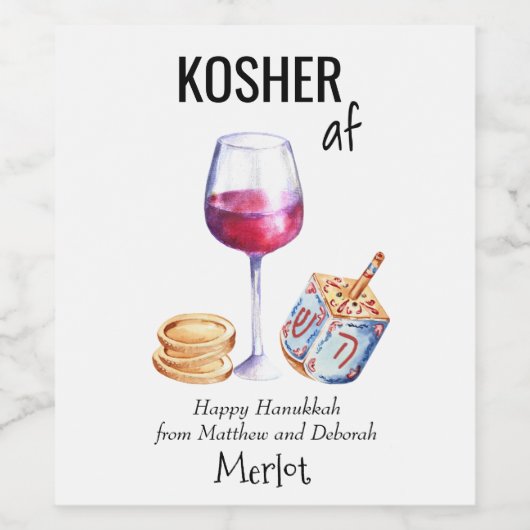 Kosjer AF Chanoeka Grappig Wijncadeau Wijn Etiket (Enkel label)