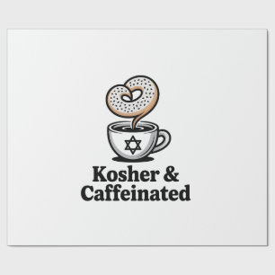 Kosjer en Gecaffeïneerde Joodse Koffie Hanukkah   Cadeaupapier