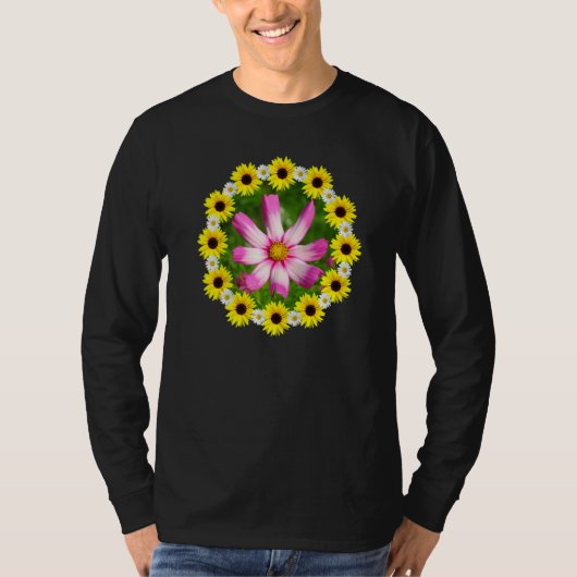 Kosmee Flower Pink Sunflowers Daisy Flower   T-shirt (Voorkant)