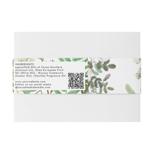 Kosmetische staaf Zeep band Etiket van product Flo Uitnodigingen Wikkel (Achterkant Voorbeeld)