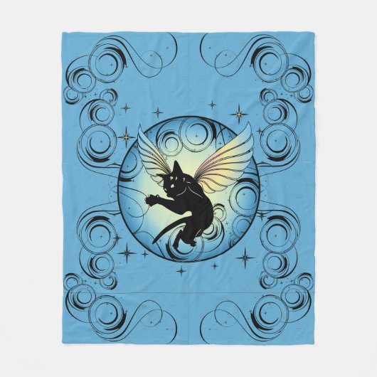 Kosmic Cat Moon en Stars Fleece Deken (Voorkant)