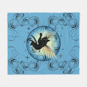 Kosmic Cat Moon en Stars Fleece Deken (Voorkant (Horizontaal))