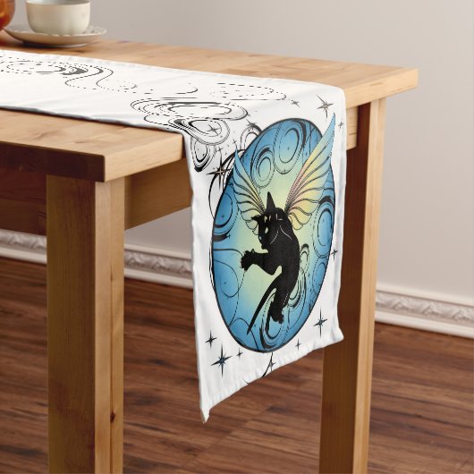 Kosmic Cat Moon en Stars Korte Tafelloper (Voorbeeld)