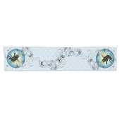 Kosmic Cat Moon en Stars Korte Tafelloper (Horizontaal)