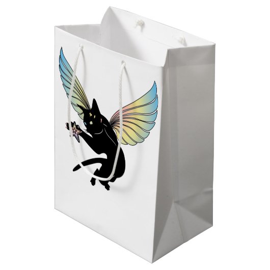 Kosmic Cat Moon en Stars Medium Cadeauzakje (Voorkant Gekanteld)