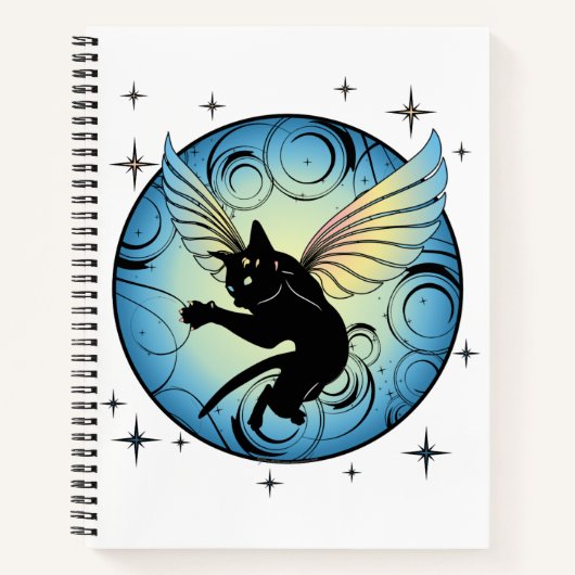 Kosmic Cat Moon en Stars Notitieboek (Voorkant)