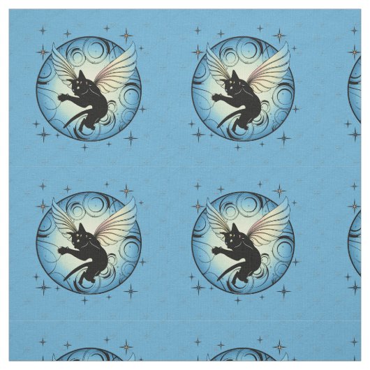 Kosmic Cat Moon en Stars Stof (Swatch)