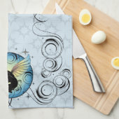 Kosmic Cat Moon en Stars Theedoek (Quarter Fold)