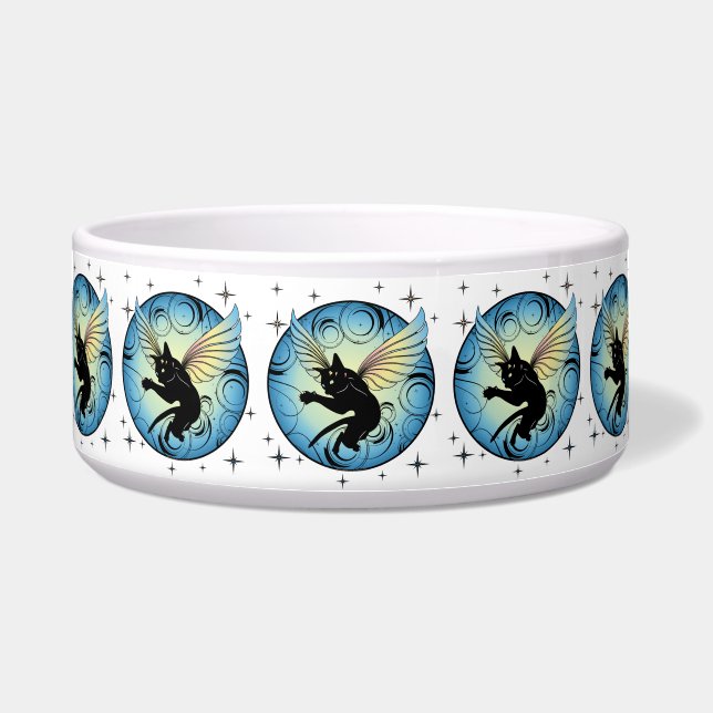 Kosmic Cat Moon en Stars Voerbakje (Voorkant)