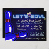 Kosmic Glow Bowling Bridal Shower-uitnodigingen Kaart (Voorkant / Achterkant)