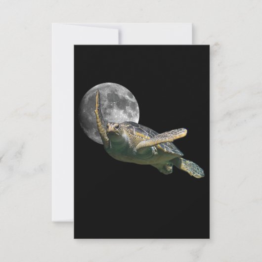 Kosmic Moon Zee Turtle Swimming in Space Premium Bedankkaart (Voorkant)