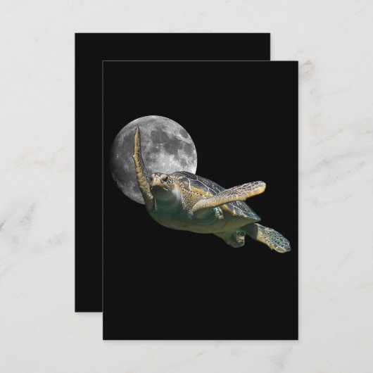 Kosmic Moon Zee Turtle Swimming in Space Premium Bedankkaart (Voorkant / Achterkant)