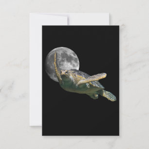 Kosmic Moon Zee Turtle Swimming in Space Premium Bedankkaart