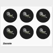 Kosmic Moon Zee Turtle Swimming in Space Premium Ronde Sticker (Vel)