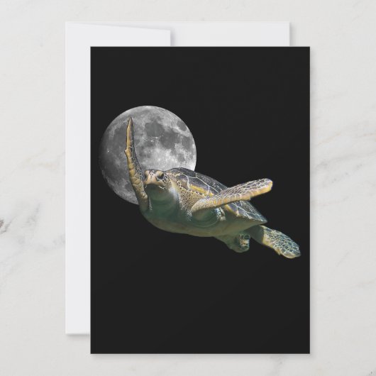 Kosmic Moon Zee Turtle Swimming in Space Premium Save The Date (Voorkant)