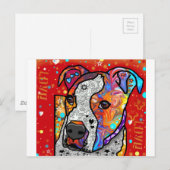 Kosmic Pit Bull - Helderkleurig - Cadeauidee Briefkaart (Voorkant / Achterkant)