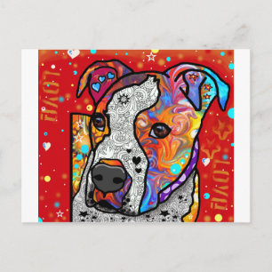 Kosmic Pit Bull - Helderkleurig - Cadeauidee Briefkaart