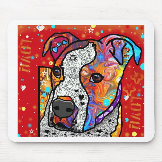 Kosmic Pit Bull - Helderkleurig - Cadeauidee Muismat (Voorkant)