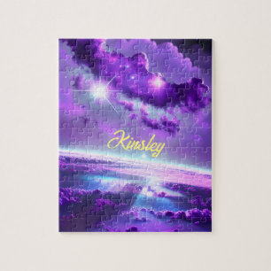 Kosmic Violet Paarse nevel wolken in het universum Legpuzzel