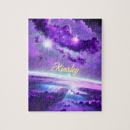 Kosmic Violet Paarse nevel wolken in het universum Legpuzzel (Verticaal)