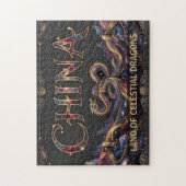 Kosmieke Chinese Draak Grote Muur Legpuzzel (Verticaal)