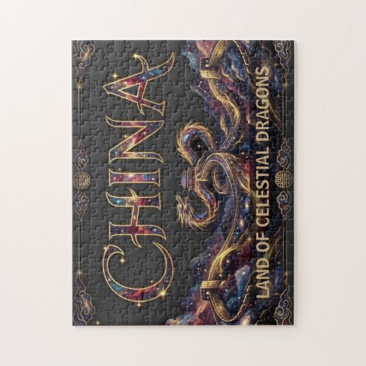 Kosmieke Chinese Draak Grote Muur Legpuzzel (Verticaal)