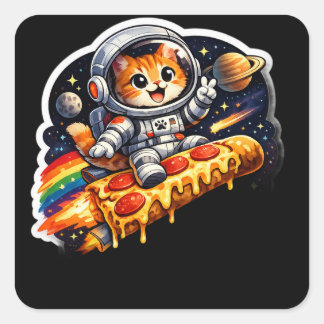 Kosmieke Pizza Kat Ruimte Sticker
