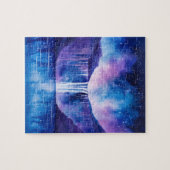 Kosmieke Waterval Paars Blauw Legpuzzel (Horizontaal)