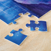 Kosmieke Waterval Paars Blauw Legpuzzel (Zijkant)